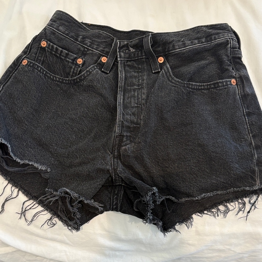Black Denim Women Shorts Levis womens 501 Premium Denim Shorts